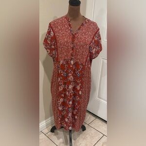 Knox Rose Red and White Floral Dress with pockets